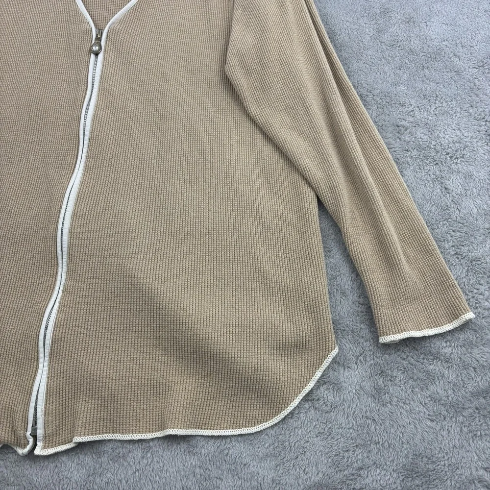 VTG Fitigues Waffle‎ Knit Zip Up Sweater Jacket Womens S Beige Comfy Loungewear - Picture 5 of 14